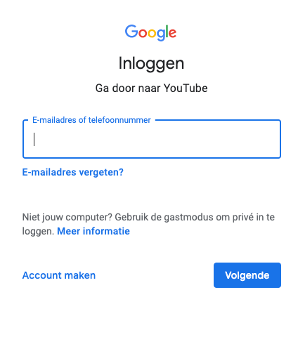 Inloggen Google account