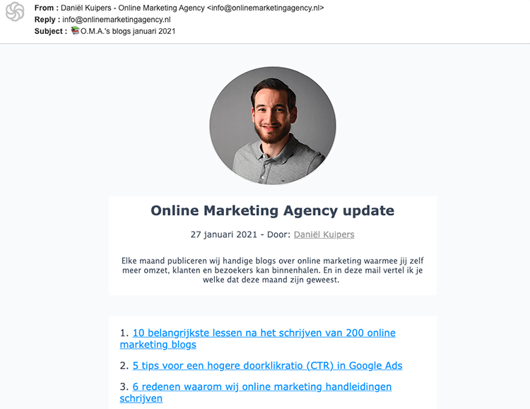 Nieuwsbrief online marketing agency