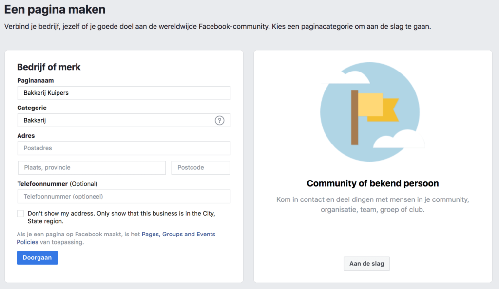 Facebook bedrijf/merk vs. community/bekend persoon