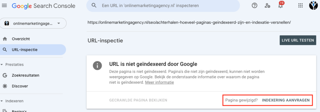 URL indexeren via Google Search Console