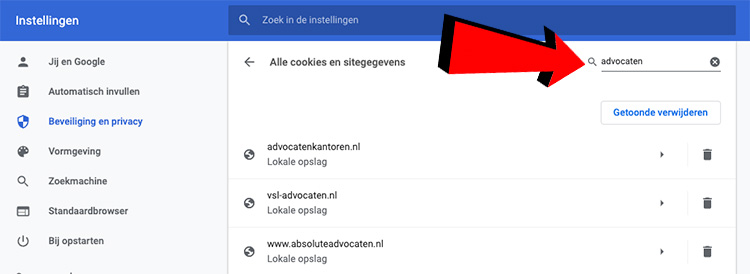 cookies opzoeken google chrome