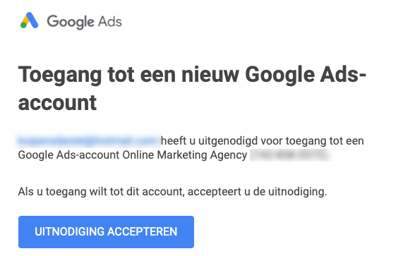 toegang tot een nieuw google ads account