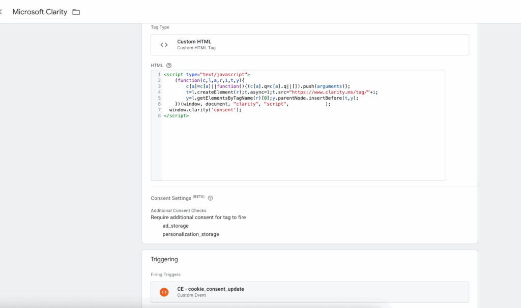 Clarity cookie consent