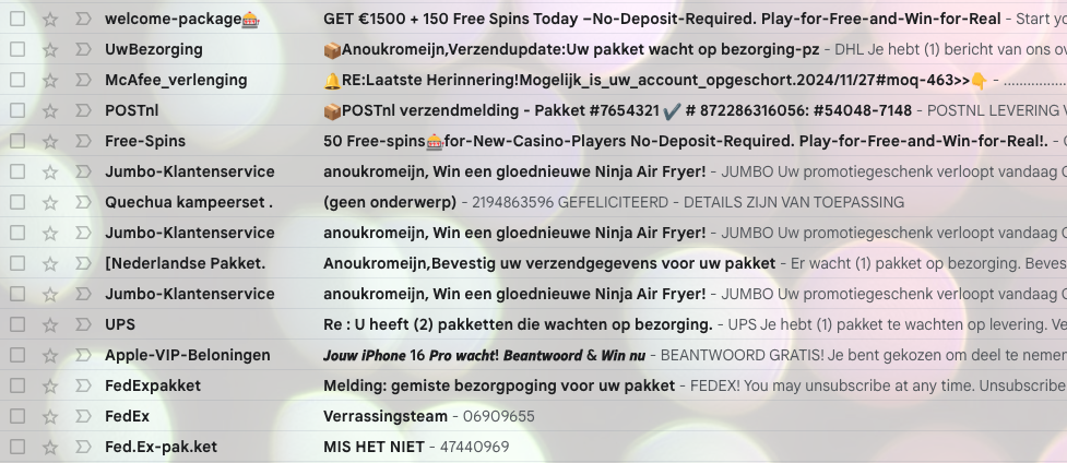 Waarom komt mijn mail in de spam Voorbeelden spammail