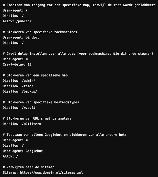 robots-txt voorbeelden op een rijtje