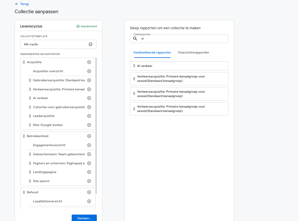 AI verkeer meten en rapporteren in GA4 - collectie aanpassen
