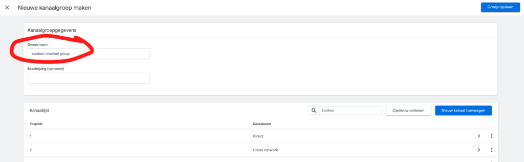 AI verkeer meten en rapporteren in GA4 - custom channel group