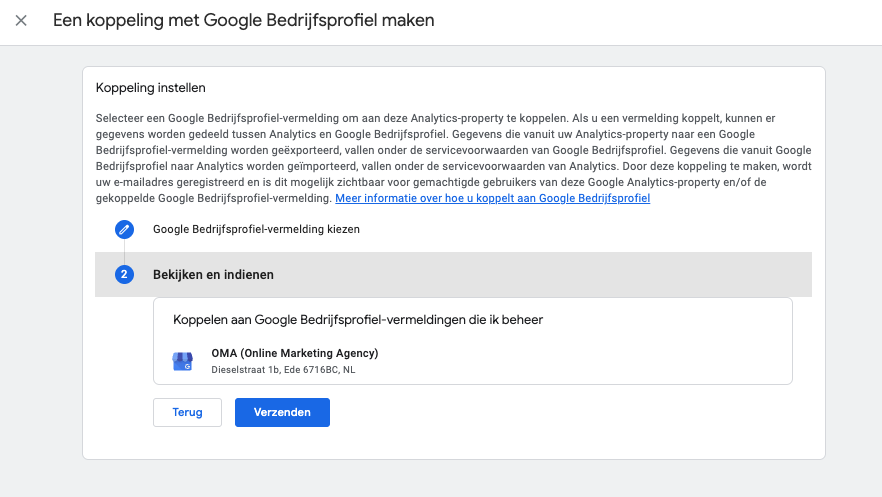 Kies voor ‘volgende’ en ‘verzenden’